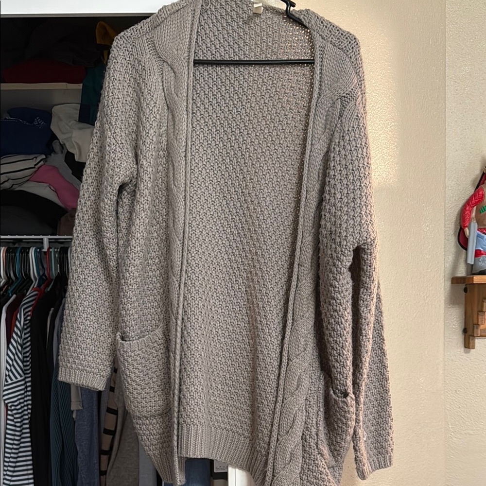 Cozy Gray Cable Knit Women's Sweater